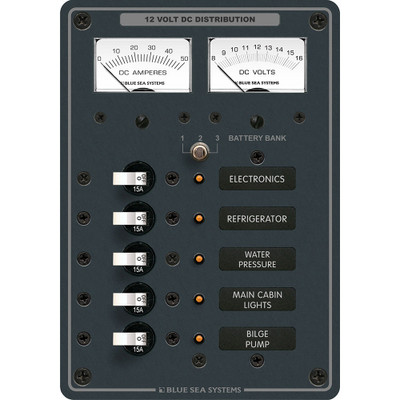 Blue Sea 8081 DC 5 Position Toggle Branch Circuit Breaker Panel - White Switches Blue Sea 8081 DC 5 Position Toggle Branch Circuit Breaker Panel - White Switches