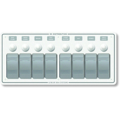 Blue Sea 8271 Water Resistant Panel - 8 Position - White - Horizontal Mount Blue Sea 8271 Water Resistant Panel - 8 Position - White - Horizontal Mount