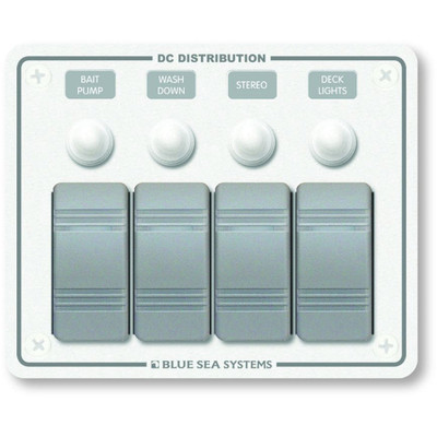 Blue Sea 8272 Water Resistant Panel - 4 Position - White - Horizontal Mount Blue Sea 8272 Water Resistant Panel - 4 Position - White - Horizontal Mount