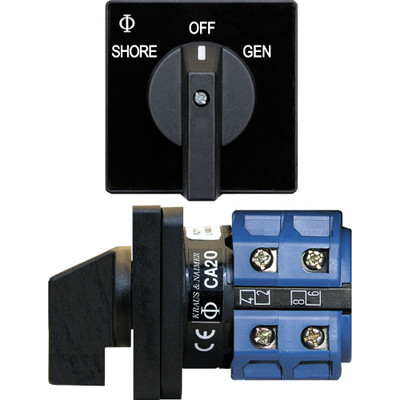Blue Sea 9009 Switch, AC 120VAC 32A OFF +2 Position Blue Sea 9009 Switch, AC 120VAC 32A OFF +2 Position