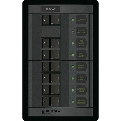 Blue Sea 1202 120V AC Main + 6 Positions - Vertical Blue Sea 1202 120V AC Main + 6 Positions - Vertical