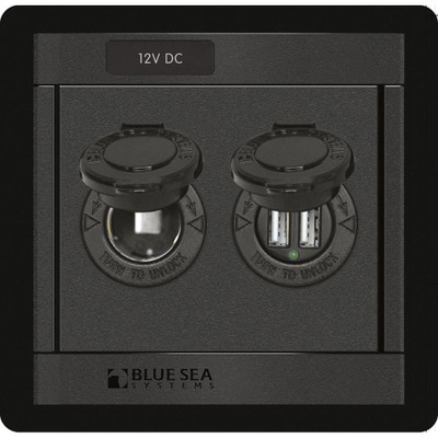 Blue Sea 1478 360 Panel - 12V DC Socket & Dual USB Charger Blue Sea 1478 360 Panel - 12V DC Socket & Dual USB Charger