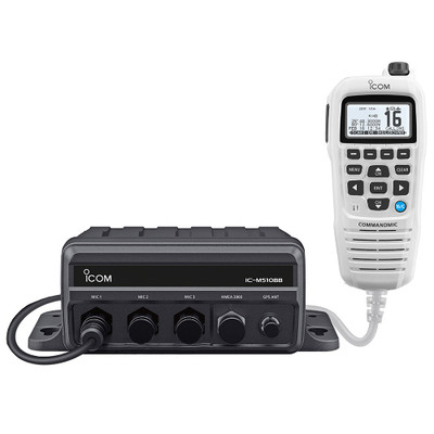 Icom M510BB GW 21 Black Box VHF w/White Command Mic & 3 Command Mic Ports Icom M510BB GW 21 Black Box VHF w/White Command Mic & 3 Command Mic Ports