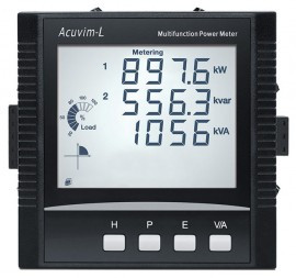 Accuenergy Acuvim-EL Series Multifunction Power and Energy Meter with panel mounting with display, 5 A/1 A input, 100 to 415 V AC