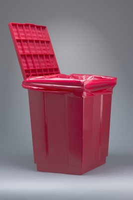 Bel-Art 13197-0000 Polypropylene Biohazard Disposal Can with lift-up cover