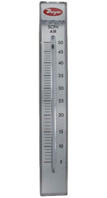 Dwyer RMC-101 Flow Meter, 10" Scale, 5-50 SCFH Air