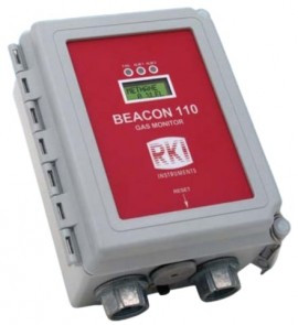 RKI Beacon 110 Series Single Channel Wall Mount Controller with battery charger and strobe light, 24 V DC