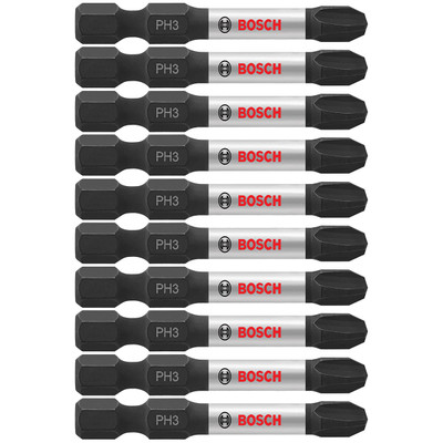 Bosch ITPH32B 10-Pc Impact Tough 2" Phillips #3 Power Bits