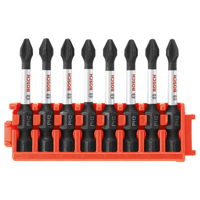 Bosch CCSPH2208 8-Pc Impact Tough Phillips P2 2" Power Bits with Clip