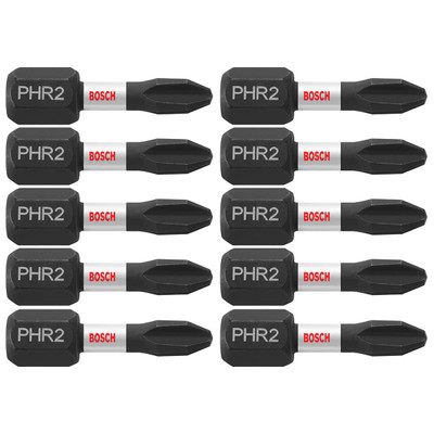 Bosch ITPH2R1B 10-Pc Impact Tough 1" Phillips #2R Reduced Insert Bits