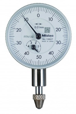 Mitutoyo 1003AB Series 1 Compact Small Diameter Dial Indicator, 4 mm, 0.01 mm graduation