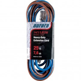 Aurora Tools XC500 Extension Cord with light indicator, SJEOW, 14/3 AWG, 15 A, 25'
