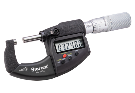 Starrett 733.1XFL-1 Electronic Micrometer, 0 to 1" range, 0.00005" resolution