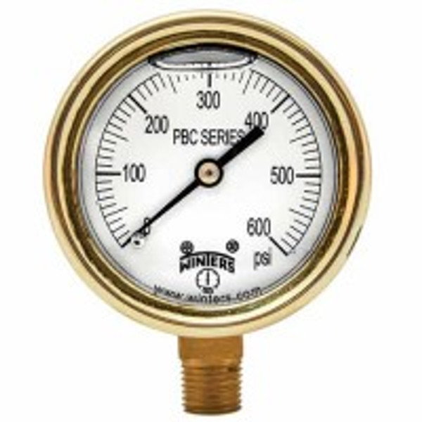 Winters PBC902R1, 2.5" BRASS CASE 0/30 PSI  1/4" CBM, FORGED BRASS CASE GAUGE