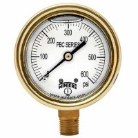 Winters PBC803, 2.5" BRASS CASE 0/60 PSI/KPA 1/4" BTM, FORGED BRASS CASE GAUGE