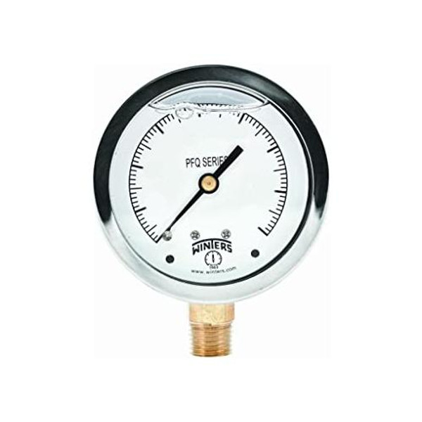 Winters PFQ779R1, QUAL FILLED/SS 4"X1/2" BTM 0-2000 PSI, SS LIQUID FILLED GAUGE