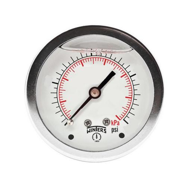Winters PFQ186, FILLED/SS 2.5"x1/4"NPT BACK 0/7500 PSI/KPA, SS LIQUID FILLED GAUGE