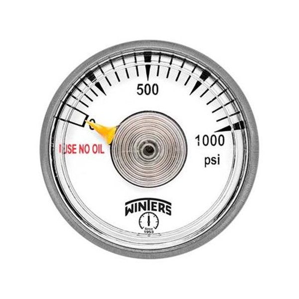 Winters PSP11501000, 1 1/8" SPIRAL TUBE ,1/8" NPT BaCK 0-1000 PSI,