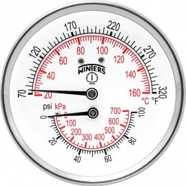 Winters TTD408 Tridicator, 0 to 100 psi/kPa, &frac12;" NPT back