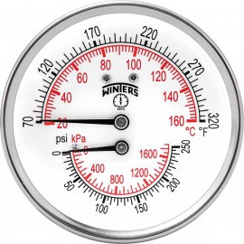 Winters TTD398 Tridicator, 0 to 250 psi/kPa, &frac12;" NPT back