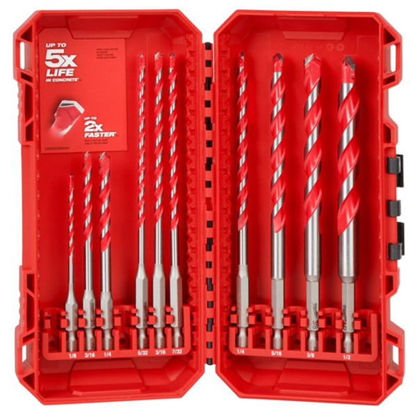 Milwaukee 48-20-9058 10pc. SHOCKWAVE Impact DUTY Carbide Hammer Drill Bit Kit