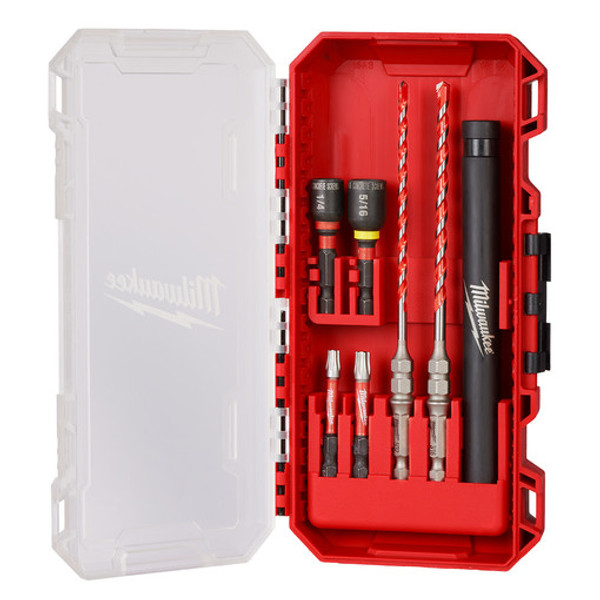 Milwaukee 48-20-9097 7pc. SHOCKWAVE Impact DUTY Carbide Hammer Drill Bit Concrete Screw Install Kit