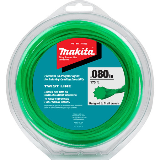 Makita T-03866 Twisted Trimmer Line, 0.080, Green, 175, 1/2 lbs.