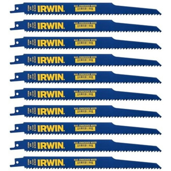 Irwin 1908583 9" 6-TPI Bi-Metal Reciprocating Saw Blades, 10 Pack