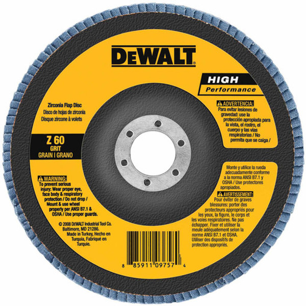 DeWalt DW8352 4.5x7/8 60 Grit Zirconia Flap Disc