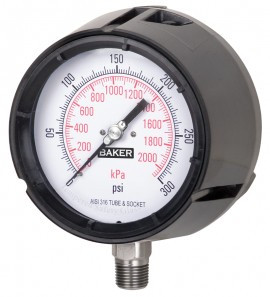 Baker LF45-5000P-1/2 Pressure Gauge, 0 to 5000 psi