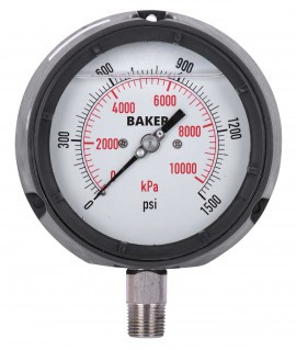 Baker LF45-1500P-1/2 Pressure Gauge, 0 to 1500 psi