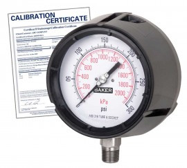 Baker LF45-100P-1/2 Pressure Gauge, 0 to 100 psi  includes Traceable Certificate