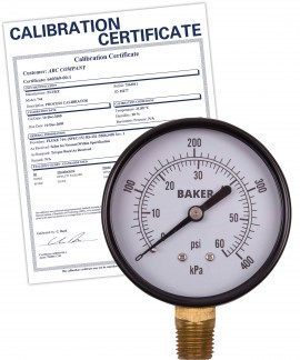 Baker LVBNA-60P Pressure Gauge, 0 to 60 psi,  includes Traceable Certificate