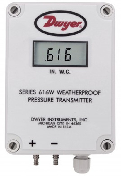 Dwyer 616WL-35-LCD Weatherproof Differential Pressure Transmitter (250-0-250 kPa) with LCD