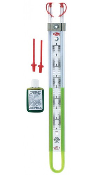 Dwyer 1222-M600-D U-Tube Manometer (300-0-300mm w.c.) using red gauge fluid