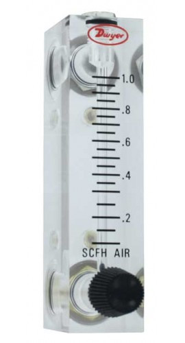 Dwyer VFA-5-BV-PF Flow Meter, 2" Scale, 2-20 SCFH Air, Brass Valve, Pointer Flag