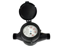 Dwyer WPTN-A-C-04-100 Multi-Jet Plastic Water Meter, 1", 100 gallon