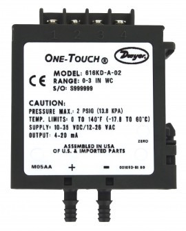 Dwyer 616KD-02 Differential Pressure Transmitter, 0 to 3 in w.c.