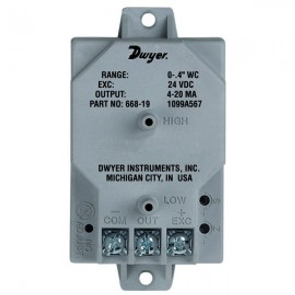 Dwyer 668-1 Differential Pressure Transmitter (0-0.25"w.c.)