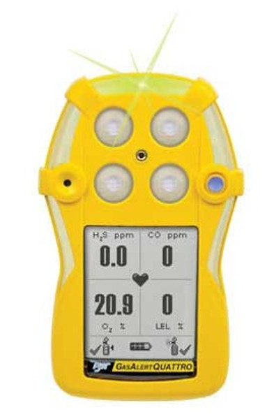 Honeywell BW GasAlertQuattro Single Gas Detector, H2S, rechargeable battery