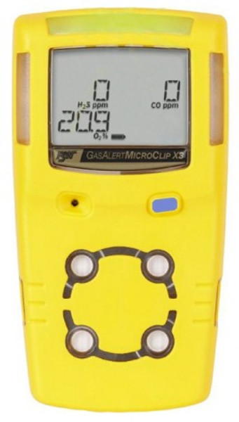 Honeywell BW MicroClip X3 Series Multi-Gas Detector, O2/H2S/CO, yellow