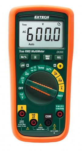 Extech EX355 TRMS Multimeter with Temperature & NCV, 12 Functions