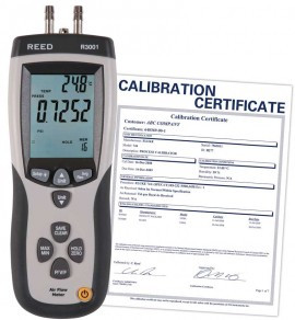 REED R3001 Pitot Tube Anemometer and Differential Manometer, with Air Volume (CFM/CMM),   includes Traceable Calibration Certificate