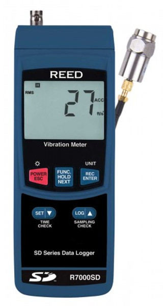 REED R7000SD-KIT Data Logging Vibration Meter with Power Adapter and SD Card