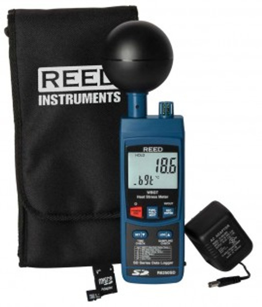 REED R6250SD-KIT Data Logging Heat Stress Meter with Power Adapter and SD Card