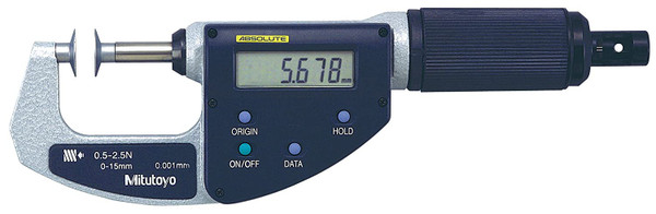 Mitutoyo 227-221 Disk Micrometer, Quickmike Type, Ratchet Stop, 0-15Mm Range, 0.001Mm Graduation, +/-0.004Mm Accuracy, 0.5-2.5N Measuring Force