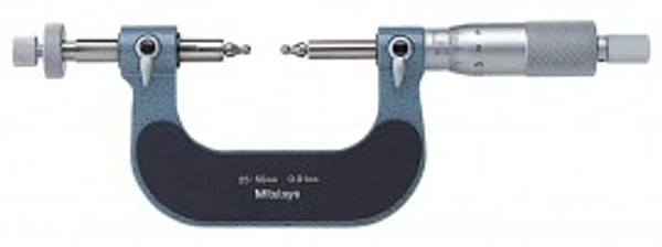 Mitutoyo 124-173 Series 124 Interchangeable Ball Anvil-Type Gear Tooth Micrometer, 0 To 25 Mm, 0.01 Mm Graduation