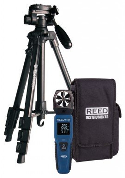 REED R1600-KIT Data Logging Smart Series Vane Anemometer with Tripod and Carrying Case