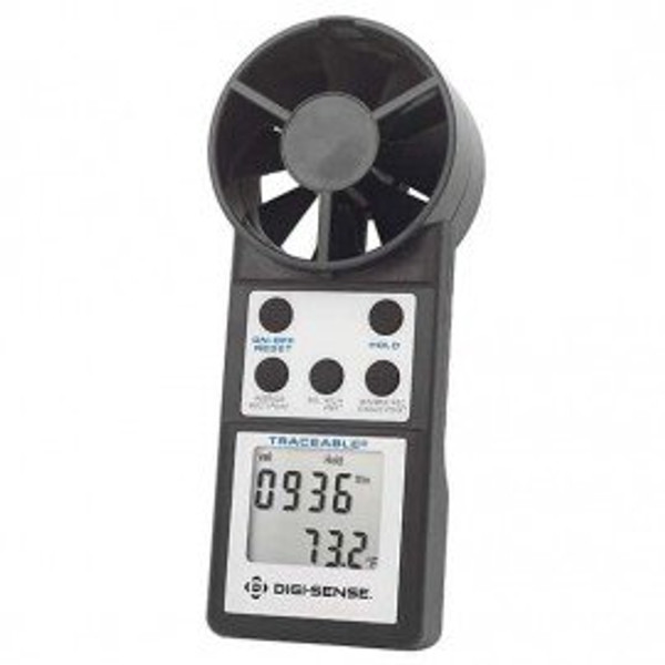 Traceable 98767-12 Vane Anemometer with RS-232 Output and Calibration, 14 to 122°F, 80 to 5,900 ft/min