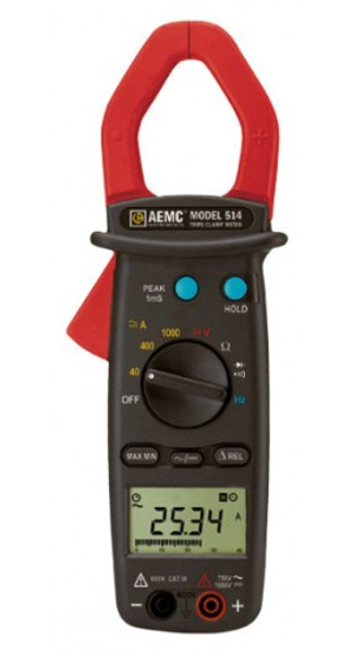 AEMC 514 AC/DC True RMS Digital Clamp Meter with Hz, 1000A AC/DC, 750V AC/1000V DC
